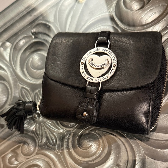 Vintage Juicy Couture Black 100% Cowhide Leather Women's Wallet - Picture 10 of 12
